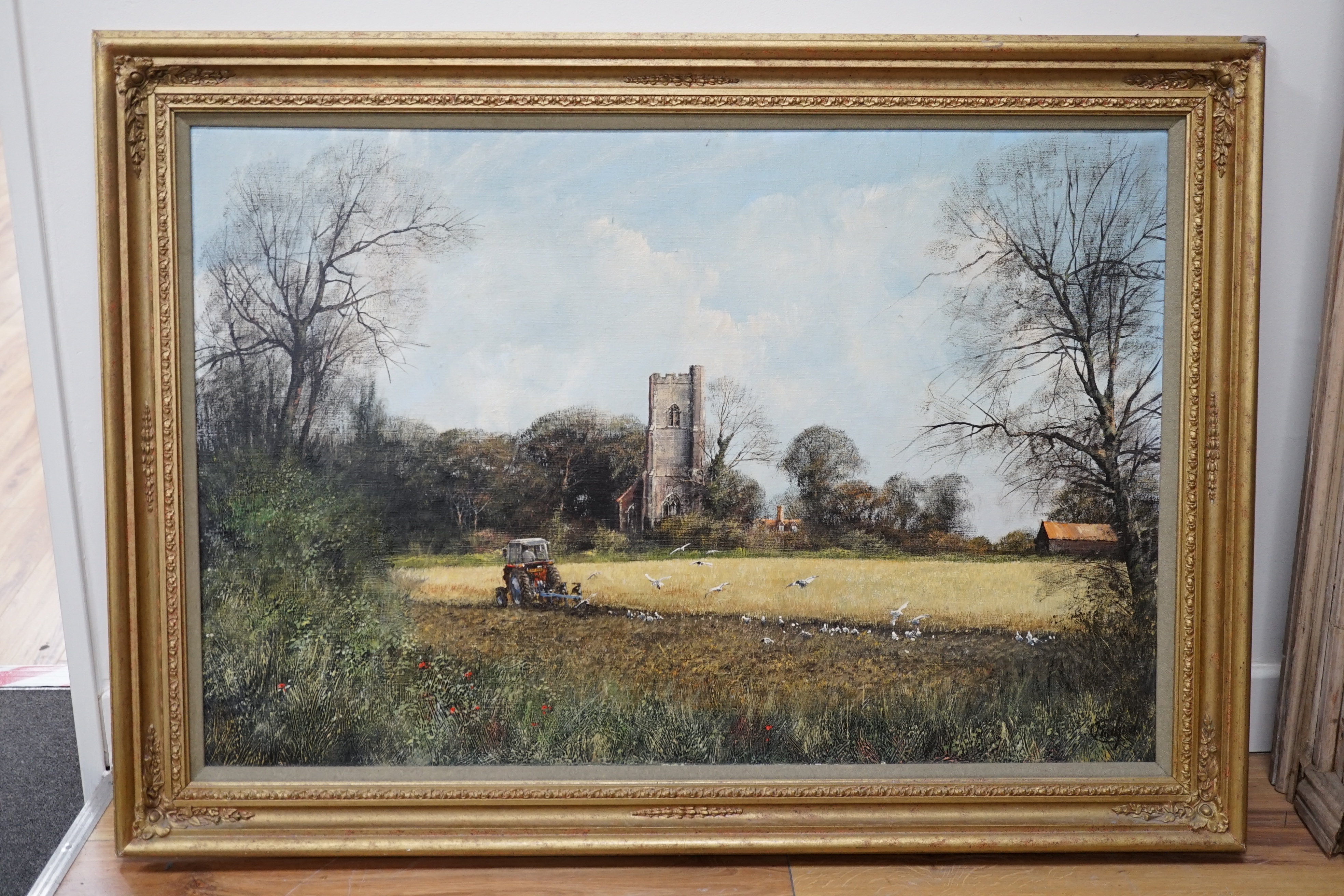 Clive Madgwick (1934-2005), oil on canvas, 'Alone with the gulls', signed, 59 x 90cm. Condition - good